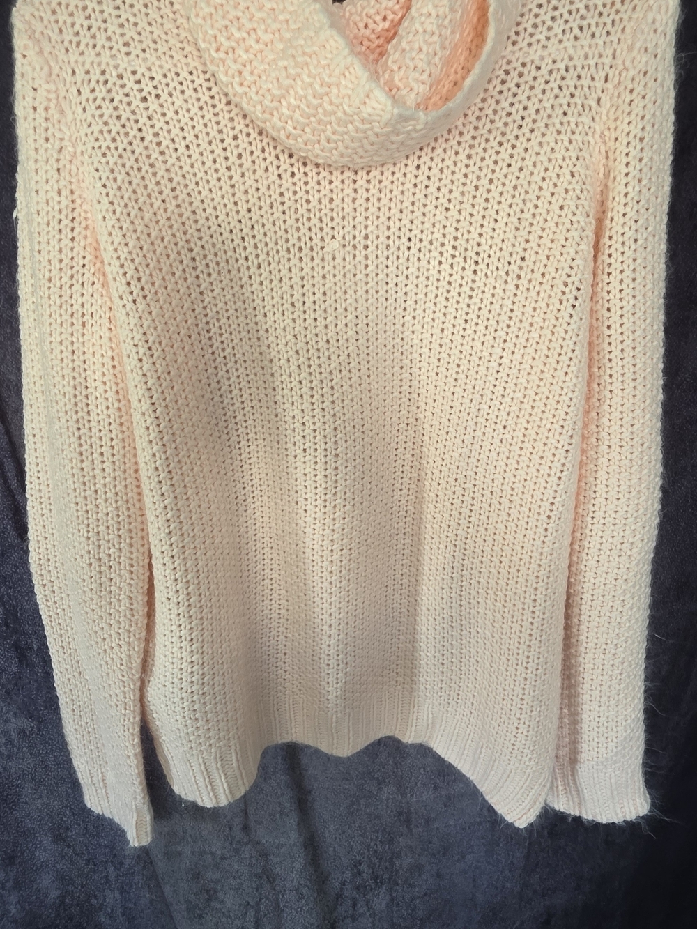 Cozy Women's Cream Peach Knit Sweater - Turtleneck